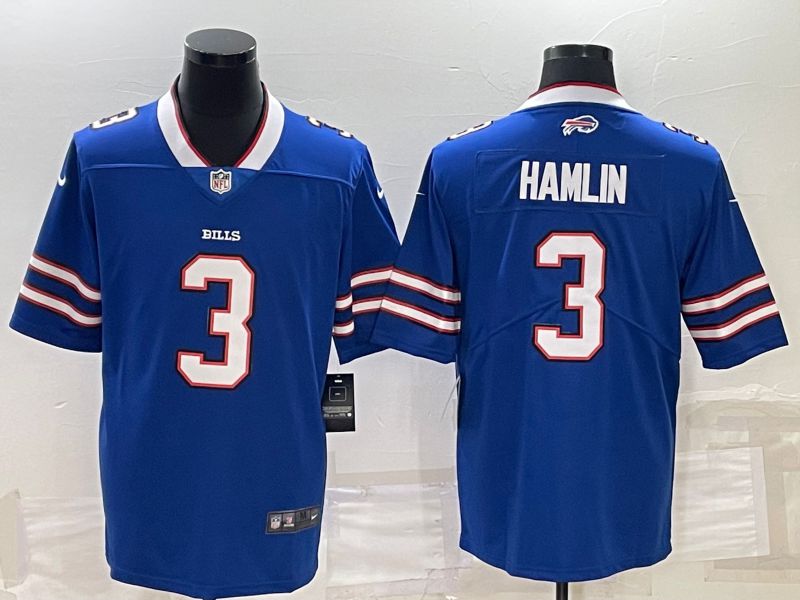 Men Buffalo Bills 3 Hamlin Blue 2022 Nike Limited Vapor Untouchable NFL Jersey